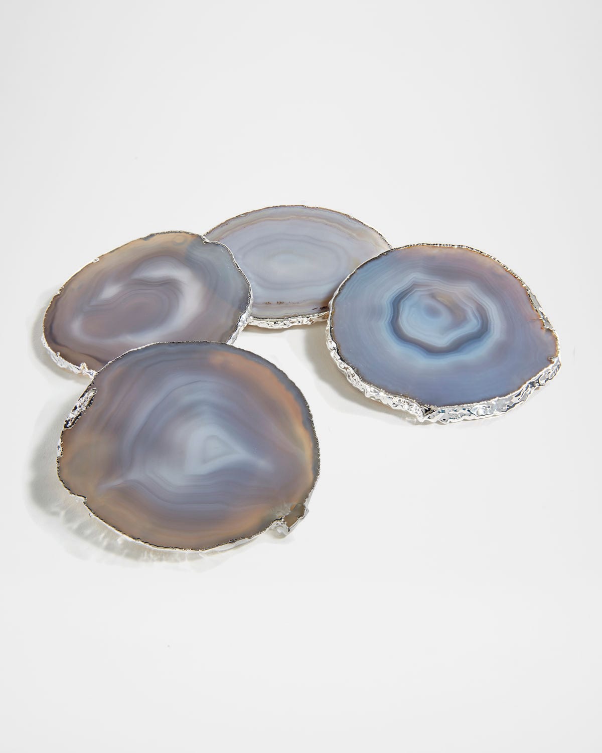 Anna New York Lumino 4-piece Agate & Pure Silver Coaster Set