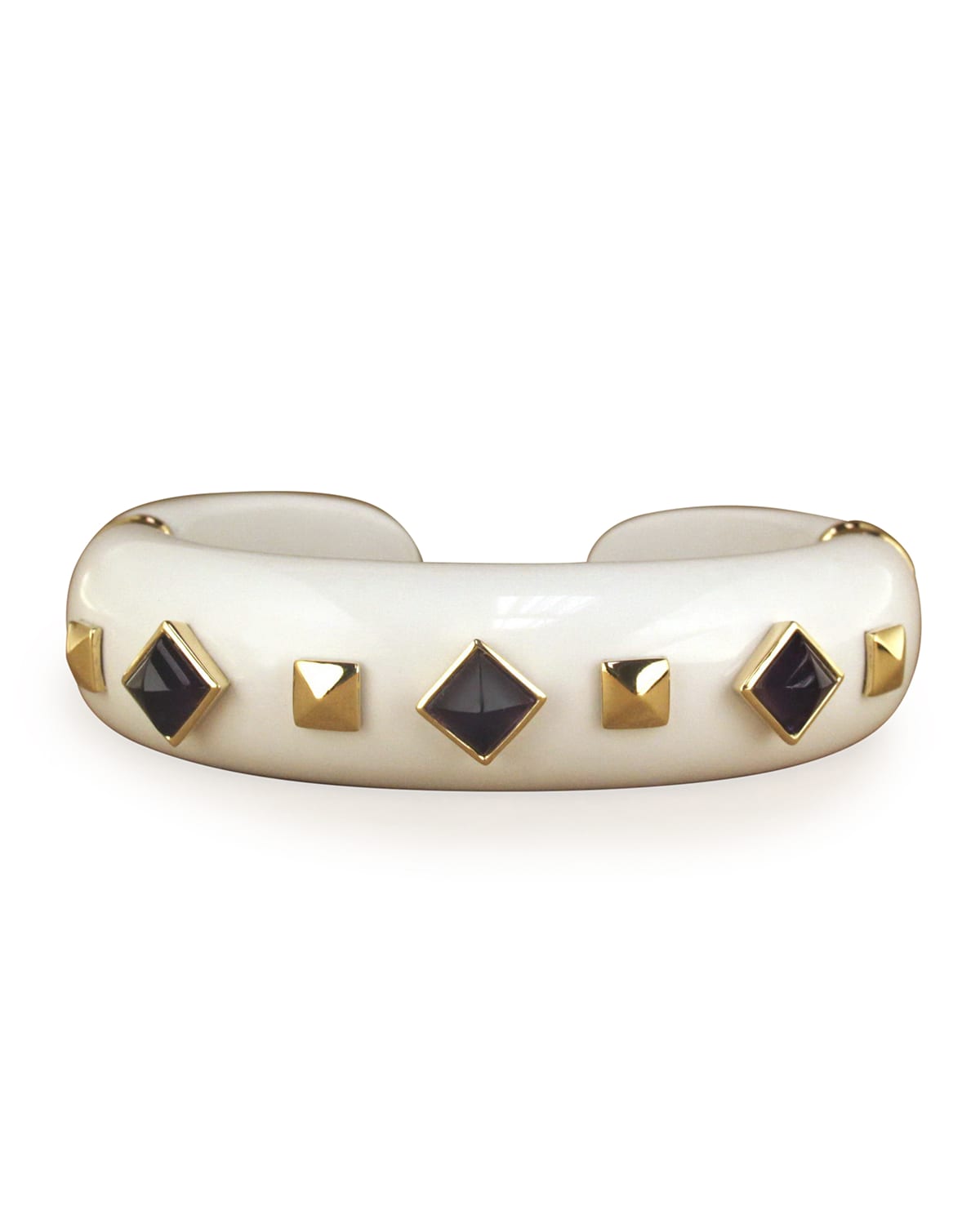 Margot McKinney Jewelry 18k White Agate, Amethyst & Tsavorite Bracelet