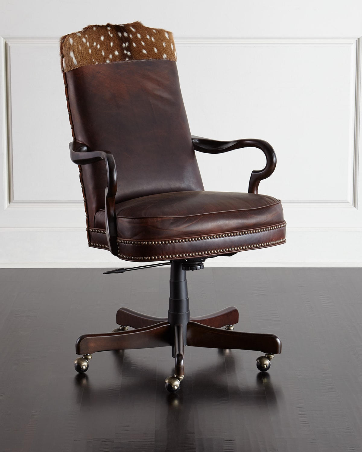 Massoud Vale Leather Hairhide Office Chair In Brown