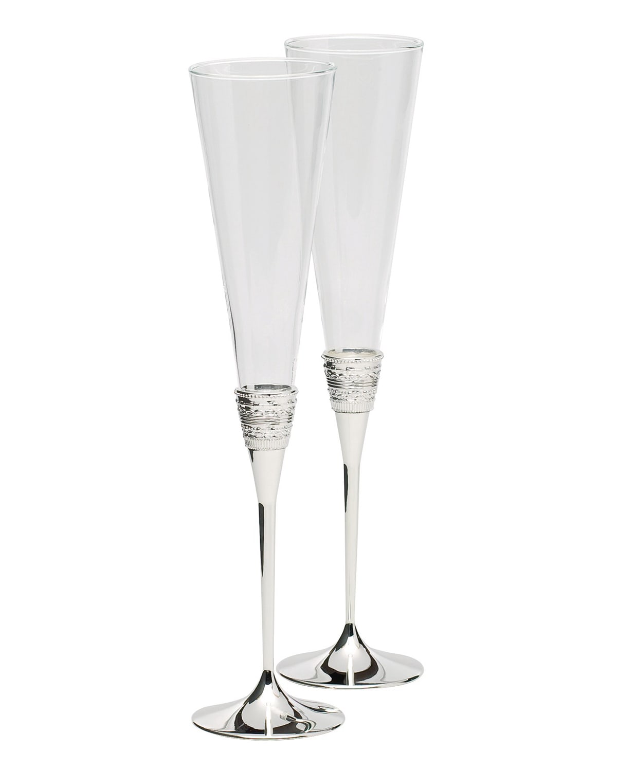 Vera Wang Silver With Love Toasting Flutes, Set Of 2 In Transparent