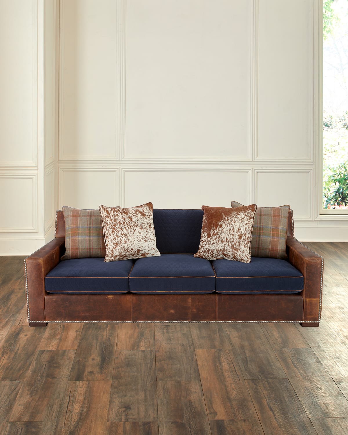 Massoud Darlene Leather Sofa 101" In Tan