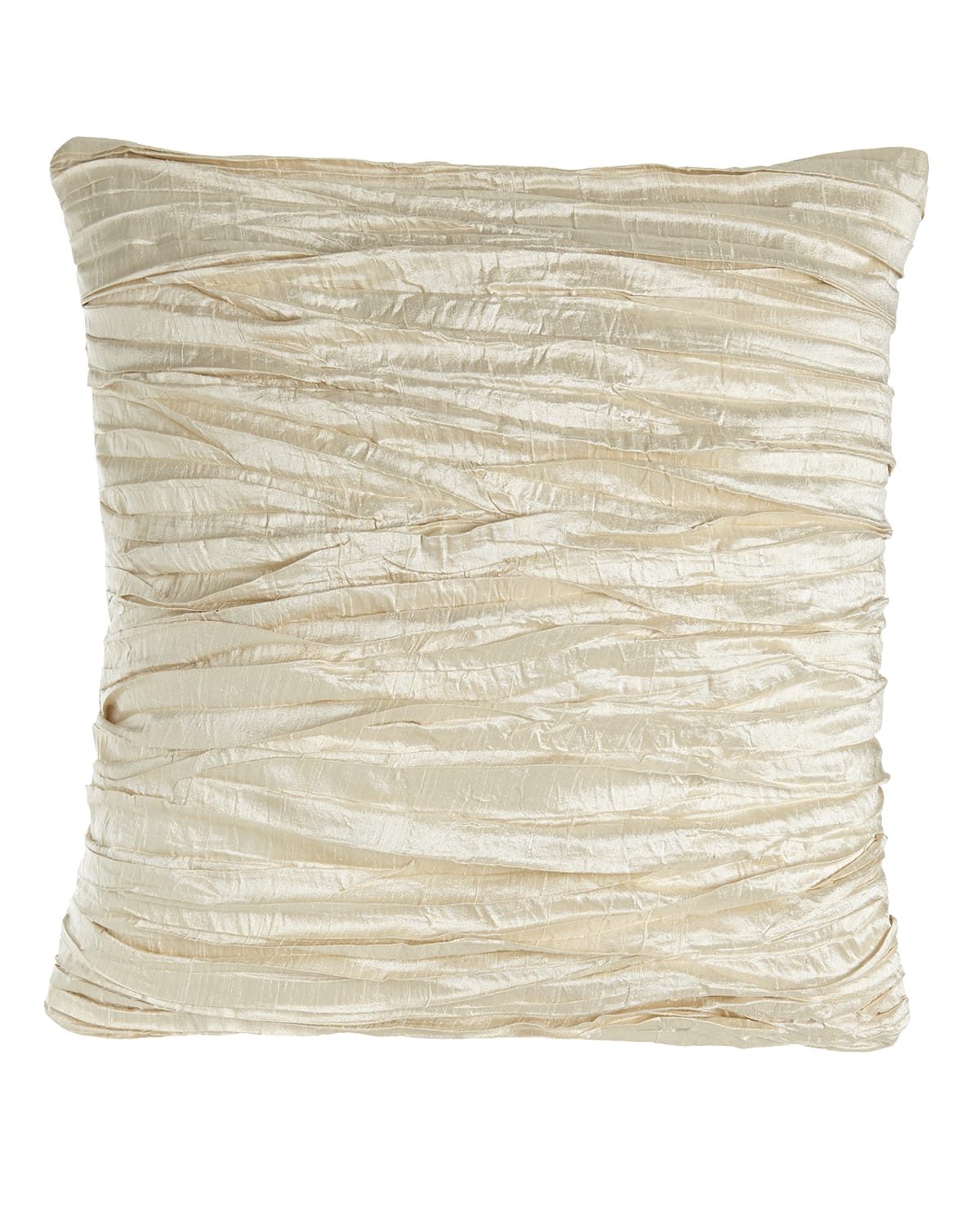 Austin Horn Collection Charlotte Ruched Silk Pillow, 18"sq. In Neutral