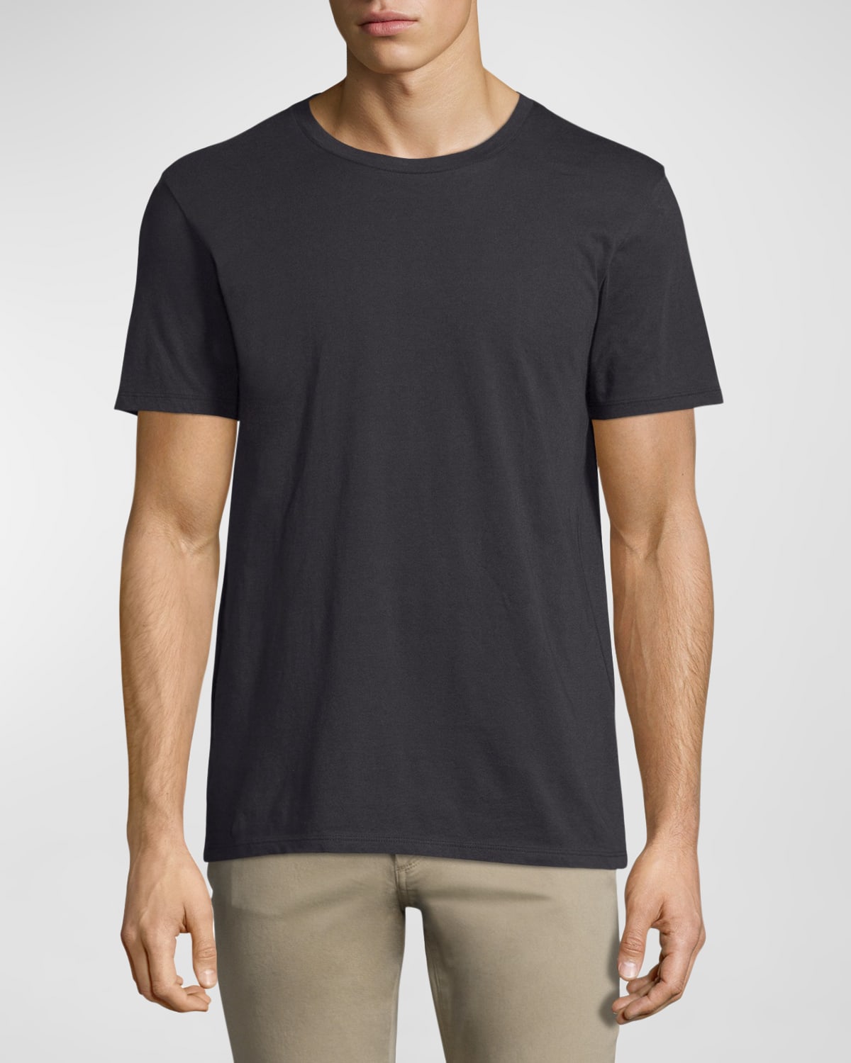 Shop Vince Men's Short-sleeve Pima Crewneck Jersey T-shirt, Black