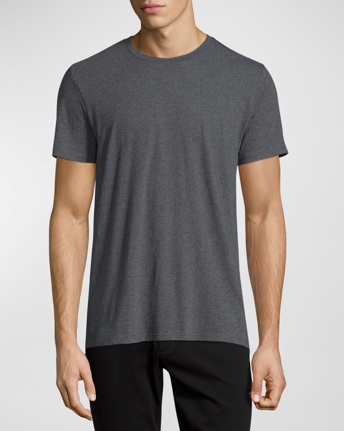 Shop Vince Men's Short-sleeve Pima Crewneck Jersey T-shirt, Black In H Carbon
