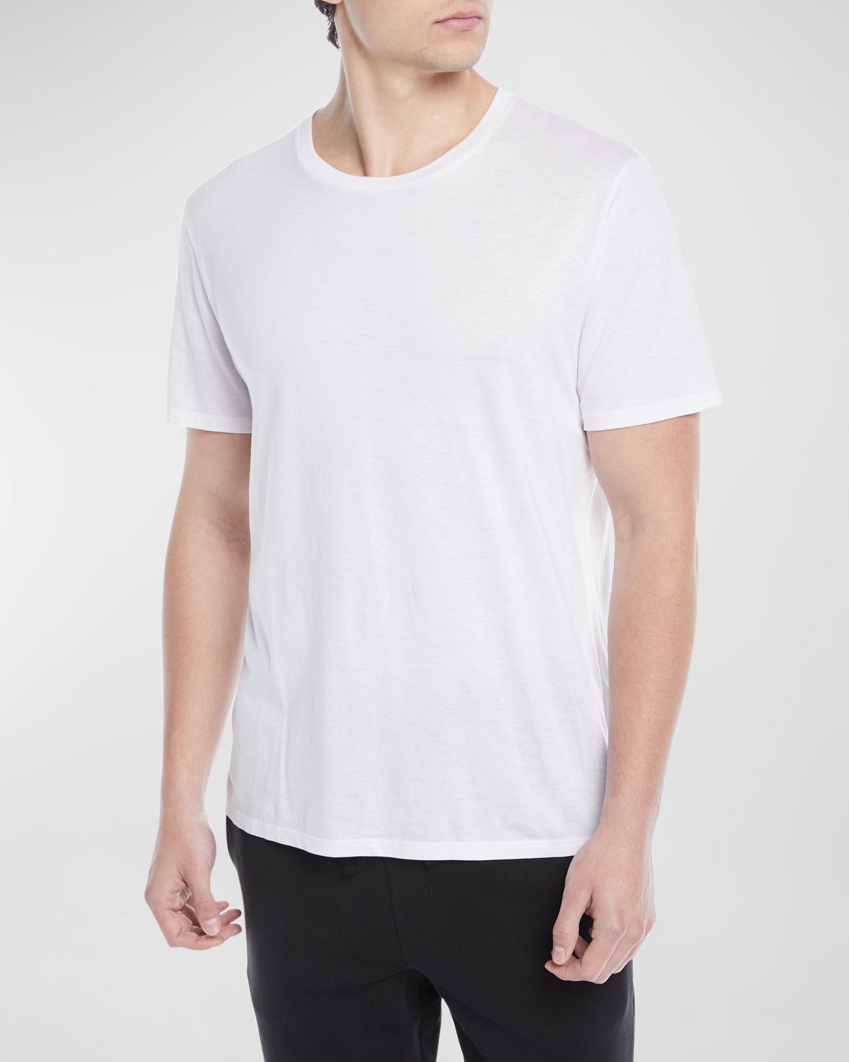 Vince Men's Short-sleeve Pima Crewneck Jersey T-shirt, Black In White