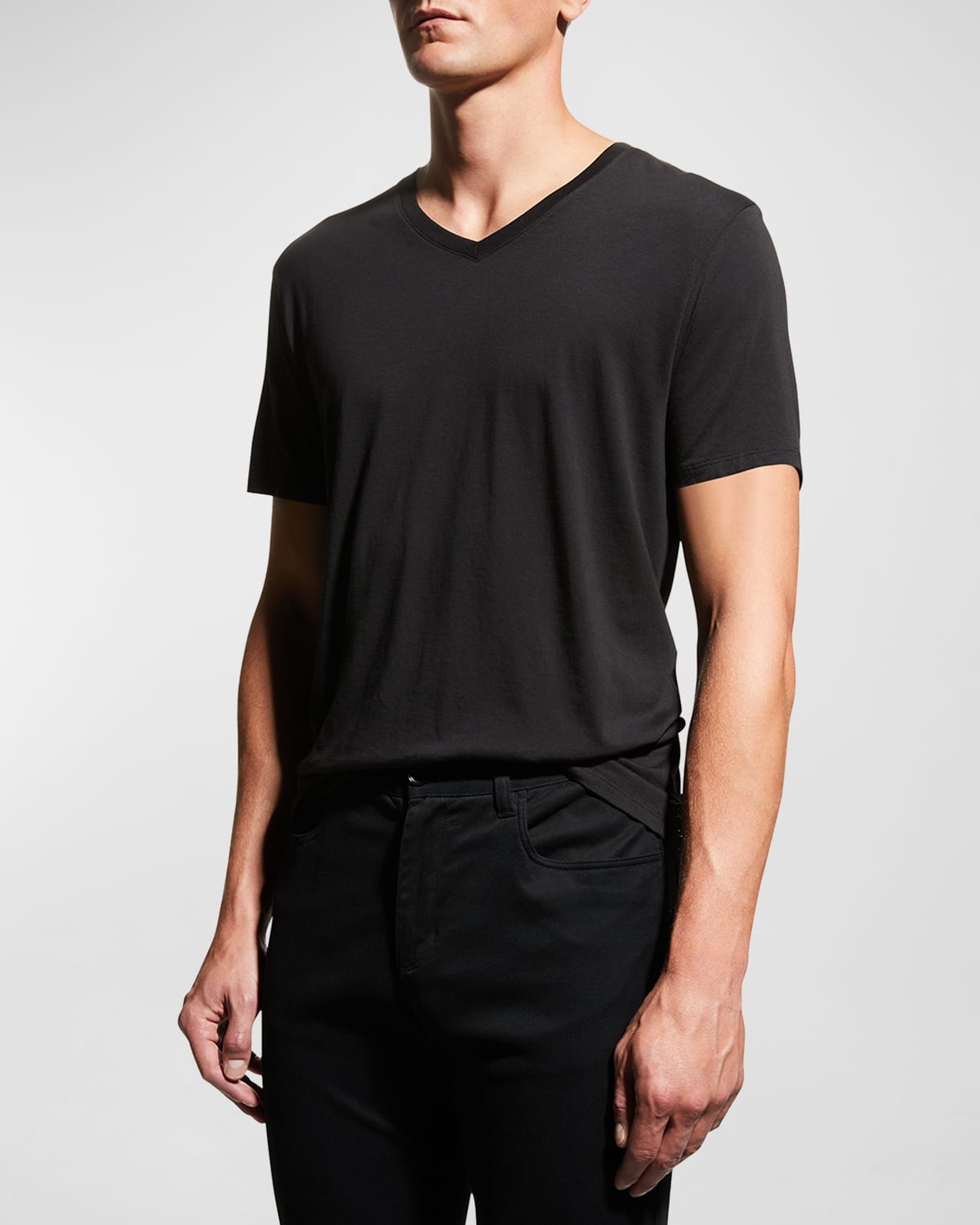 Shop Vince Short-sleeve V-neck Jersey T-shirt, Gray In Black