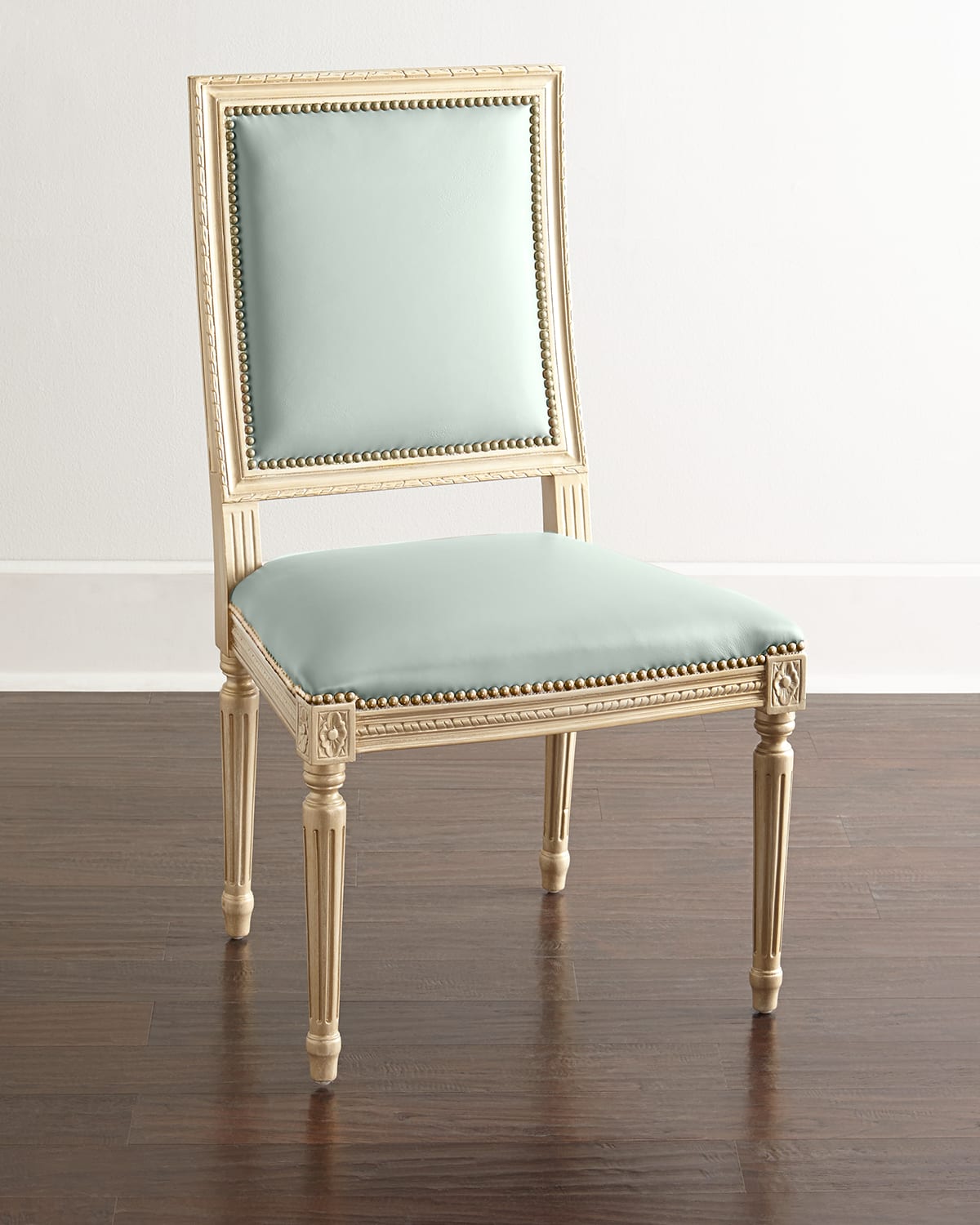 Massoud Ingram Frost Leather Dining Chair In Frost