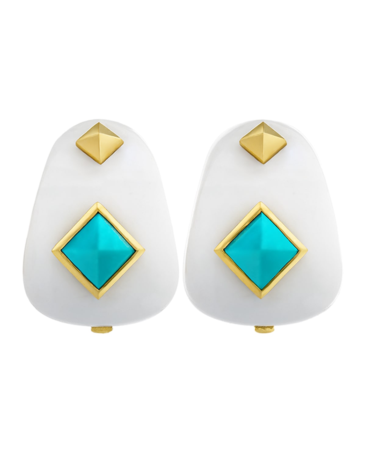 Margot McKinney Jewelry Weekend White Agate Earrings with Turquoise Studs