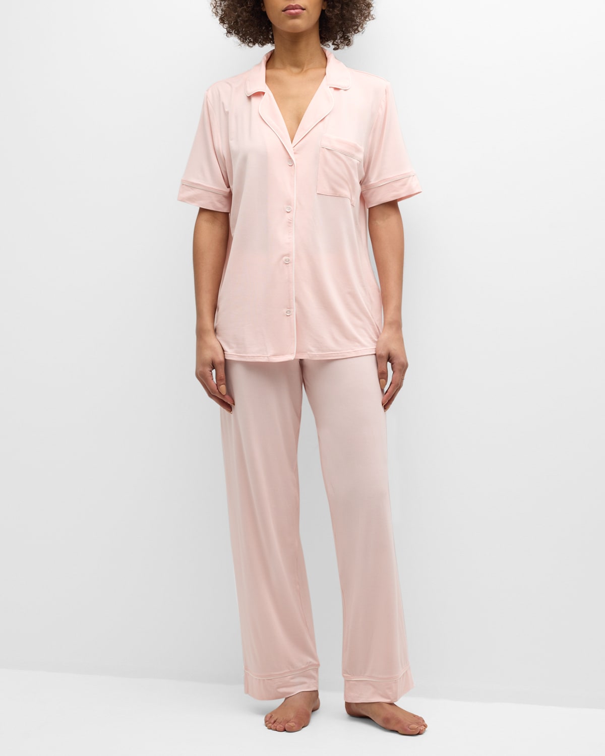 Eberjey Gisele Short-sleeve Pajama Set In Petal Pink Ivory
