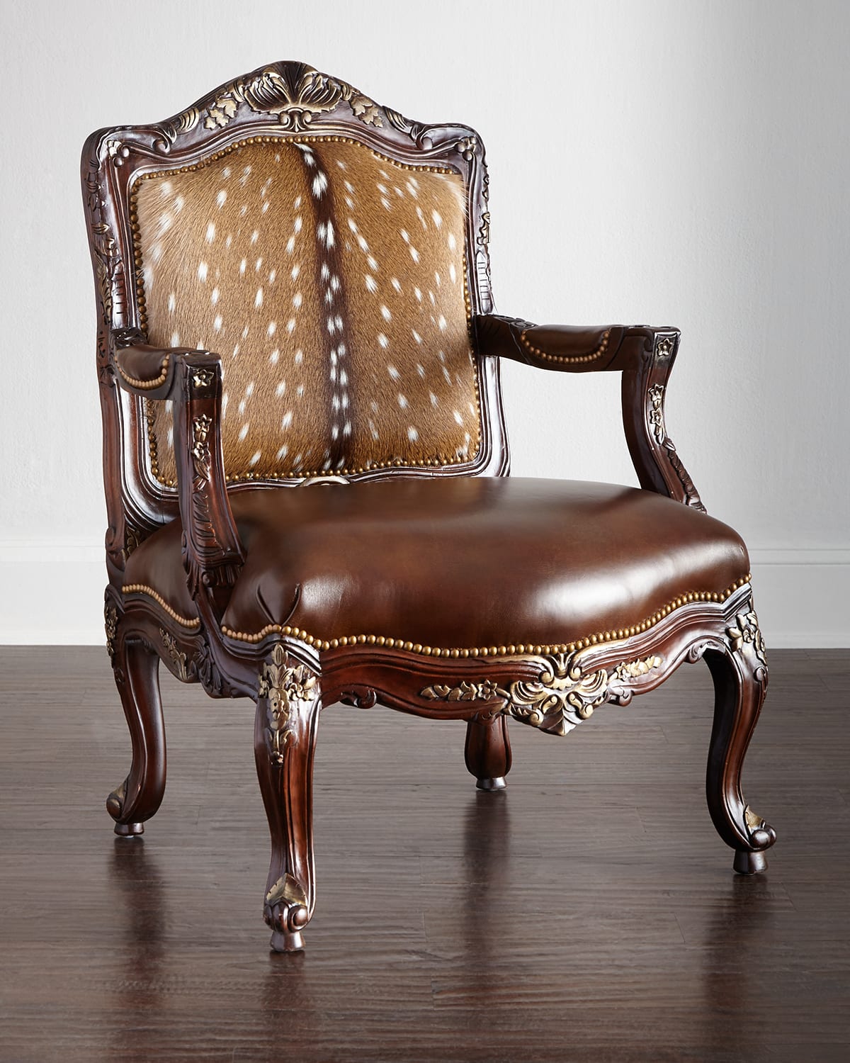 Massoud Dani Hairhide Leather Bergere Chair In Brown