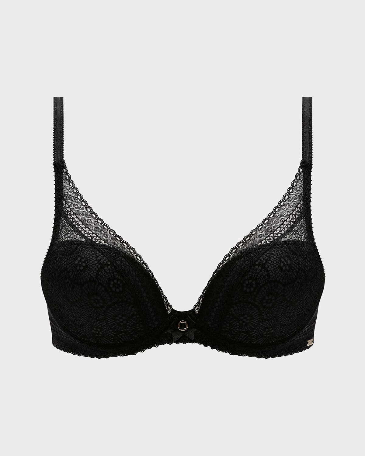 Shop Chantelle Festivite Lace Plunge Bra, Bright Pink In Black