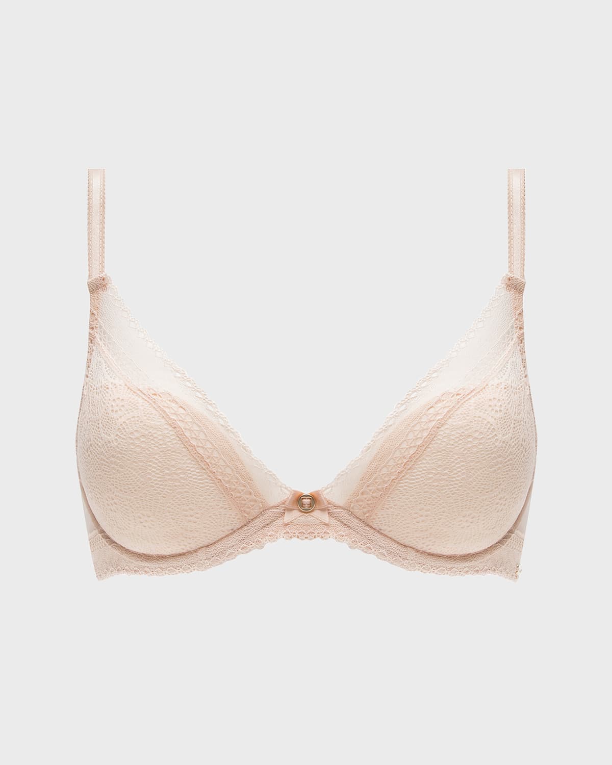 Shop Chantelle Festivite Lace Plunge Bra, Bright Pink In Nude Blush