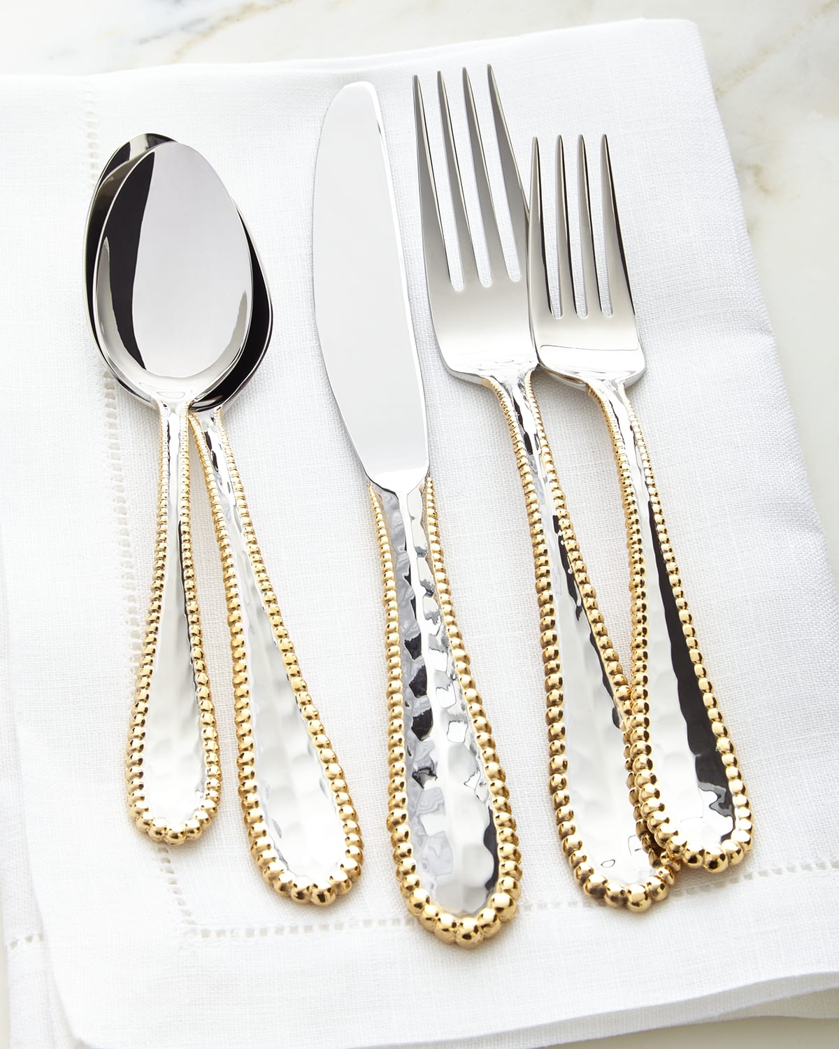 MICHAEL ARAM 5-PIECE MOLTEN GOLDEN FLATWARE PLACE SETTING