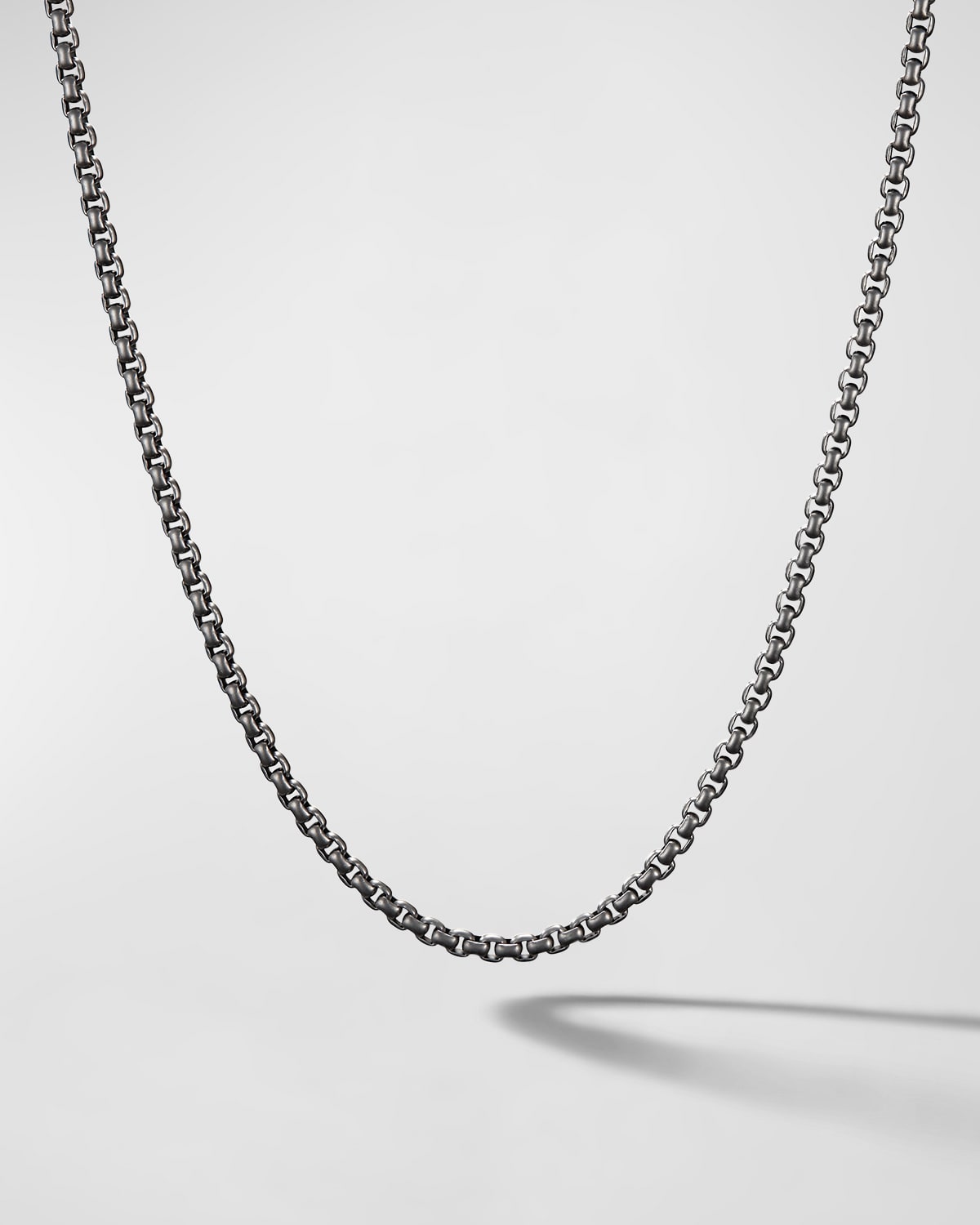 Men's Box Chain Necklace in Darkened Stainless Steel, 2.7mm, 22"L