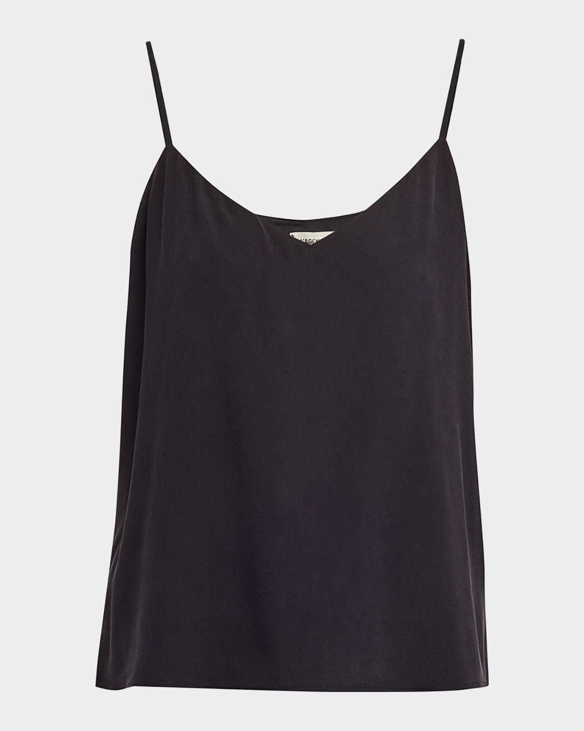 Shop L Agence Jane V-neck Spaghetti-strap Silk Tank In Black