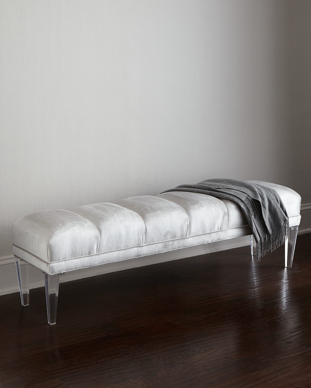 Haute House Becky Acrylic-leg Bench In Silver