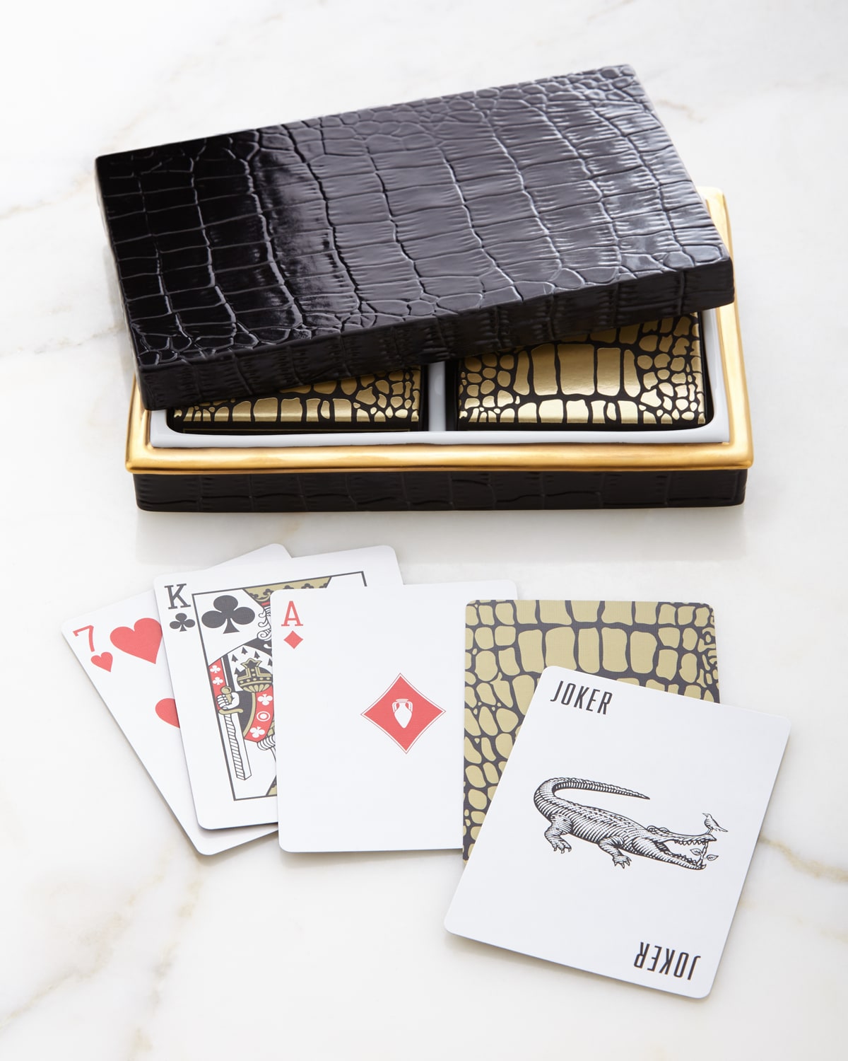 L'objet Crocodile-embossed Box With Playing Cards