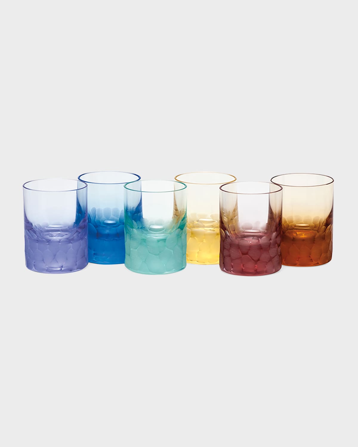 Shop Moser Set Of Six Pebbled Crystal Shot Glasses In Rainbow