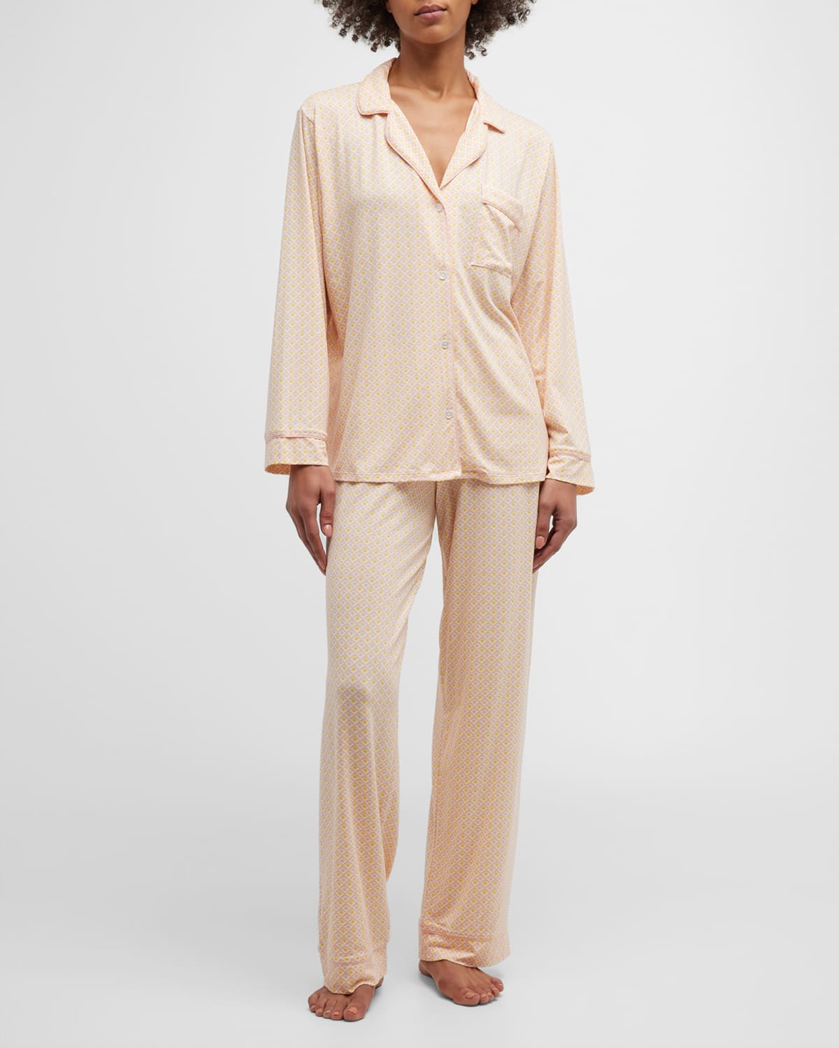 Eberjey Gisele Print Jersey Knit Pajamas In Hrtiv/rosw
