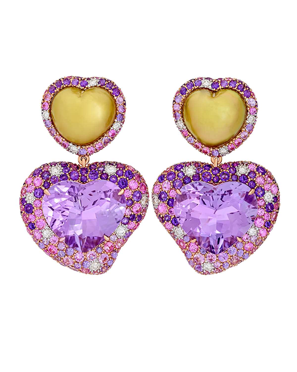 Hearts Desire Rose de France Amethyst Earrings