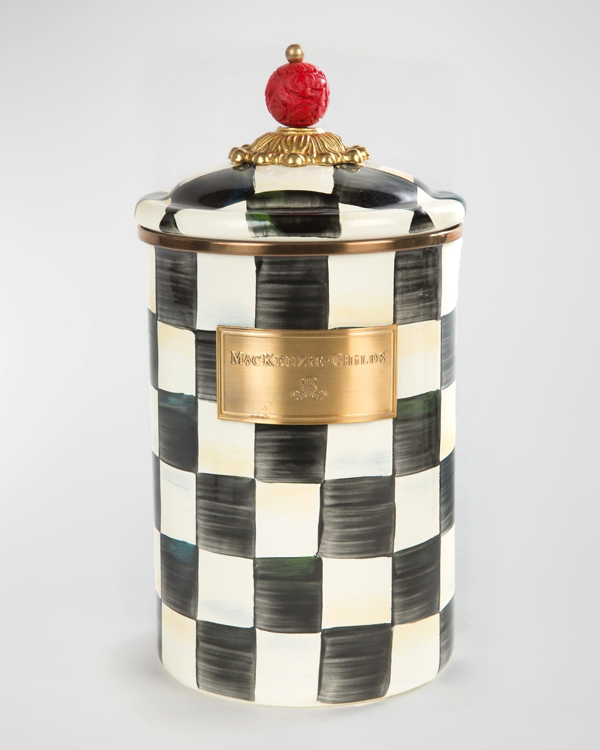 Mackenzie-childs Mackenzie Childs Courtly Check Enamel Canister In Black