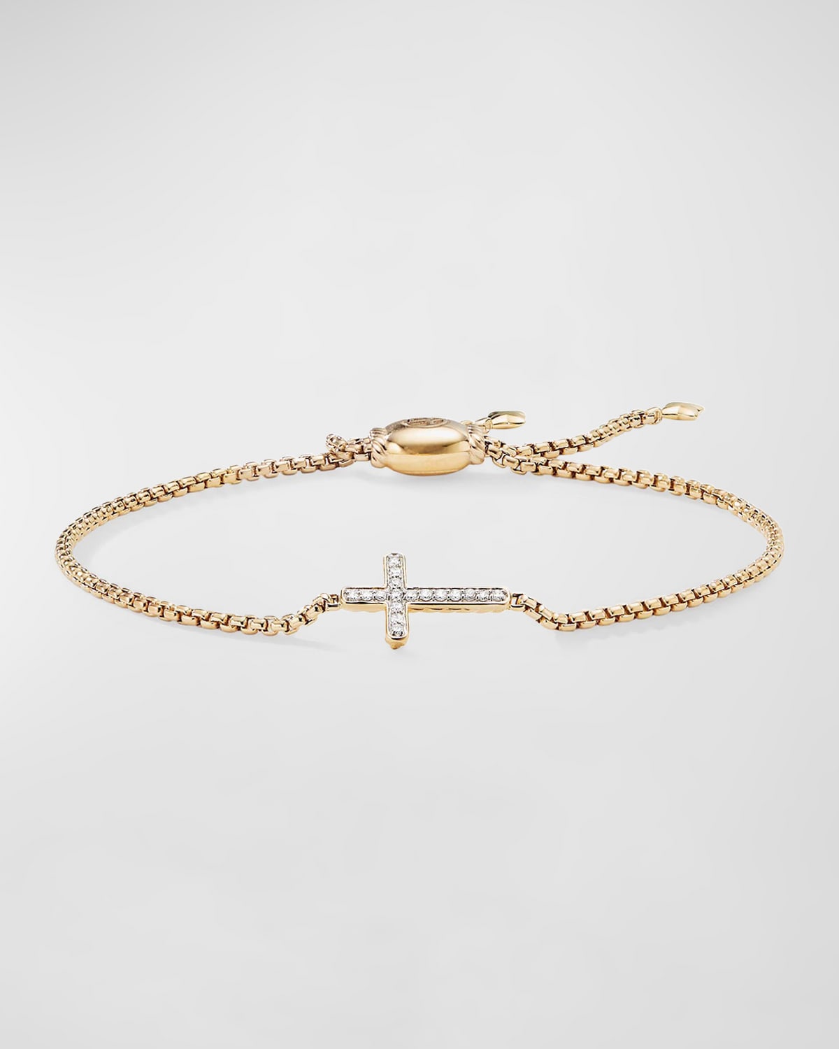 David Yurman 18K Gold Petite Sideways Diamond Cross Bracelet
