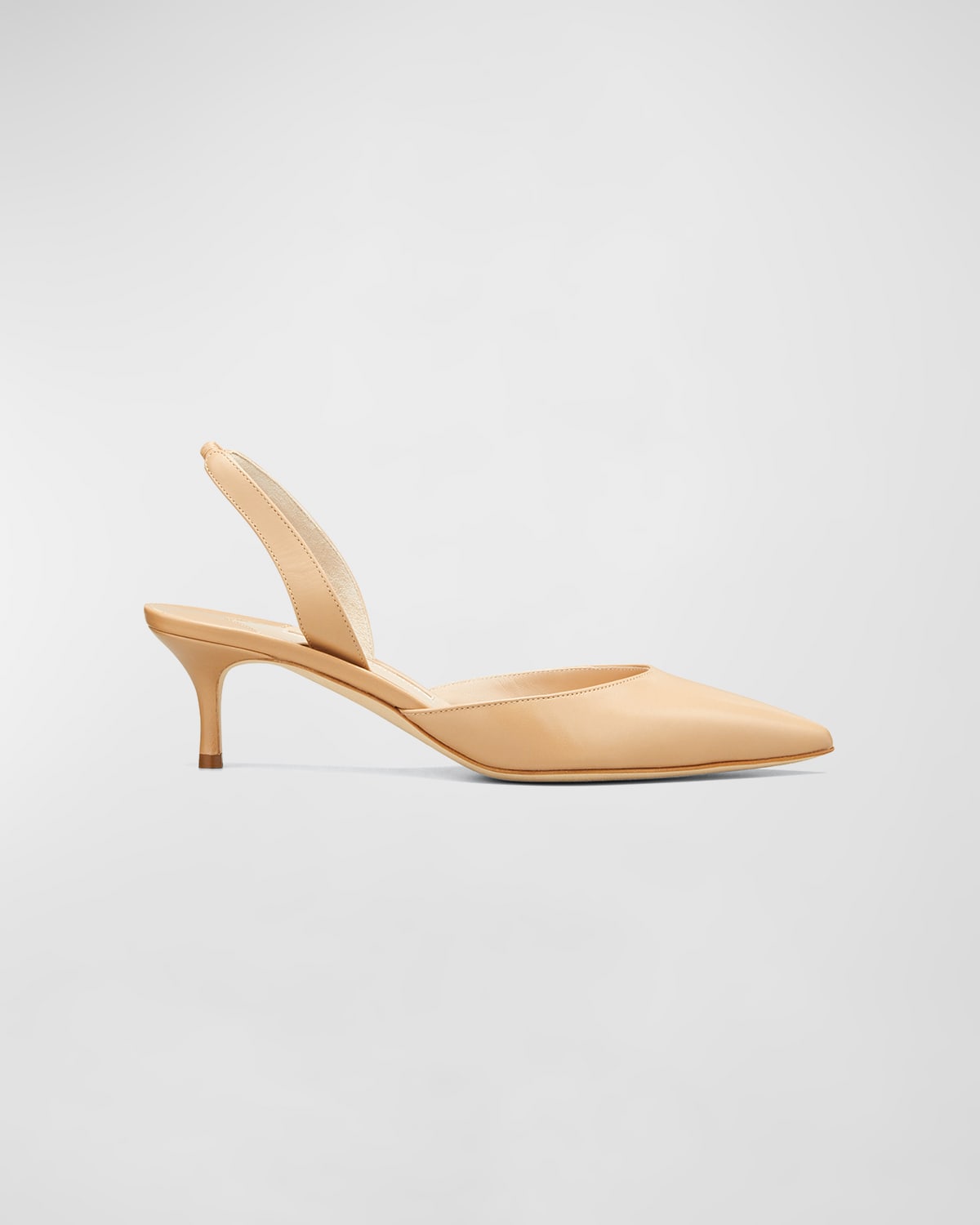 Manolo Blahnik Carolyne Leather Low-heel Slingback Pump In Light Beige