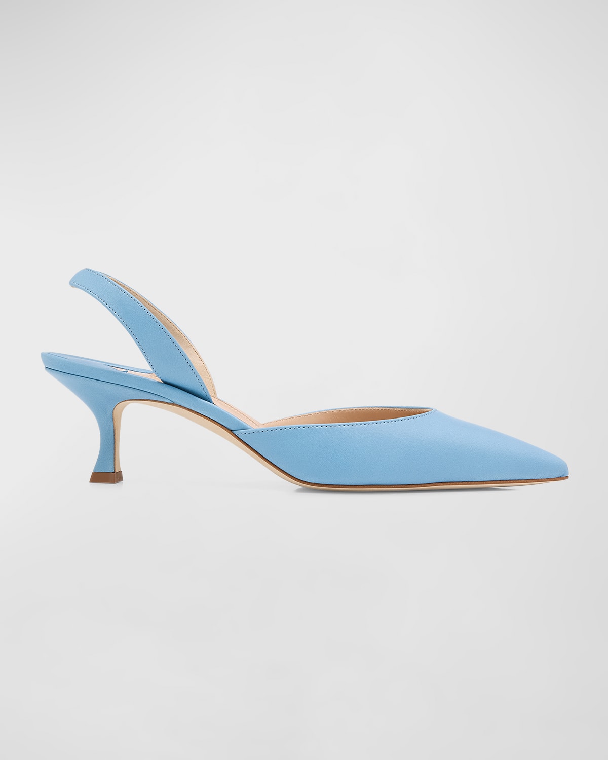 Manolo Blahnik Carolyne Leather Low-heel Slingback Pump In Medium Blue