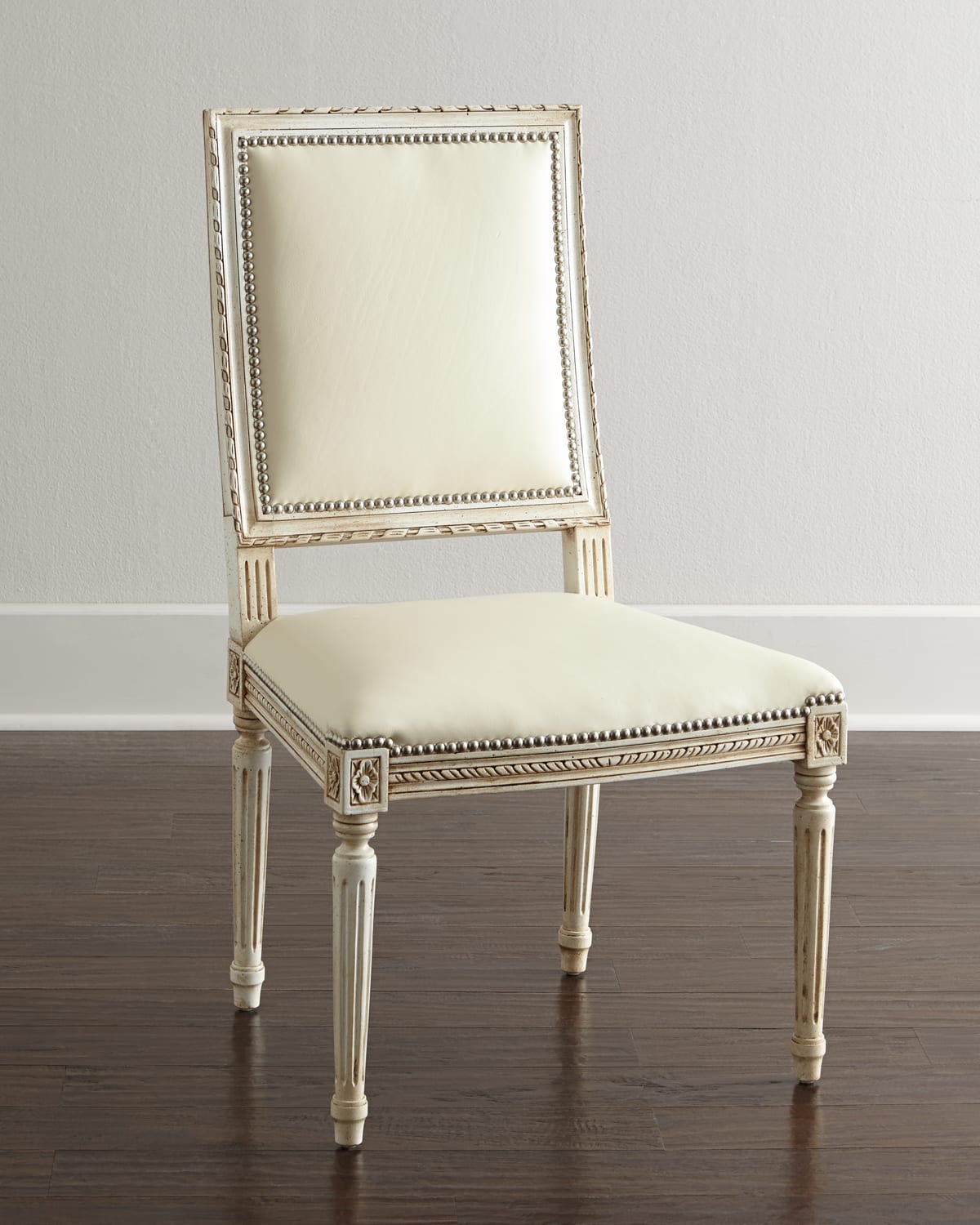 Massoud Melissa Leather Dining Chair In Ivory