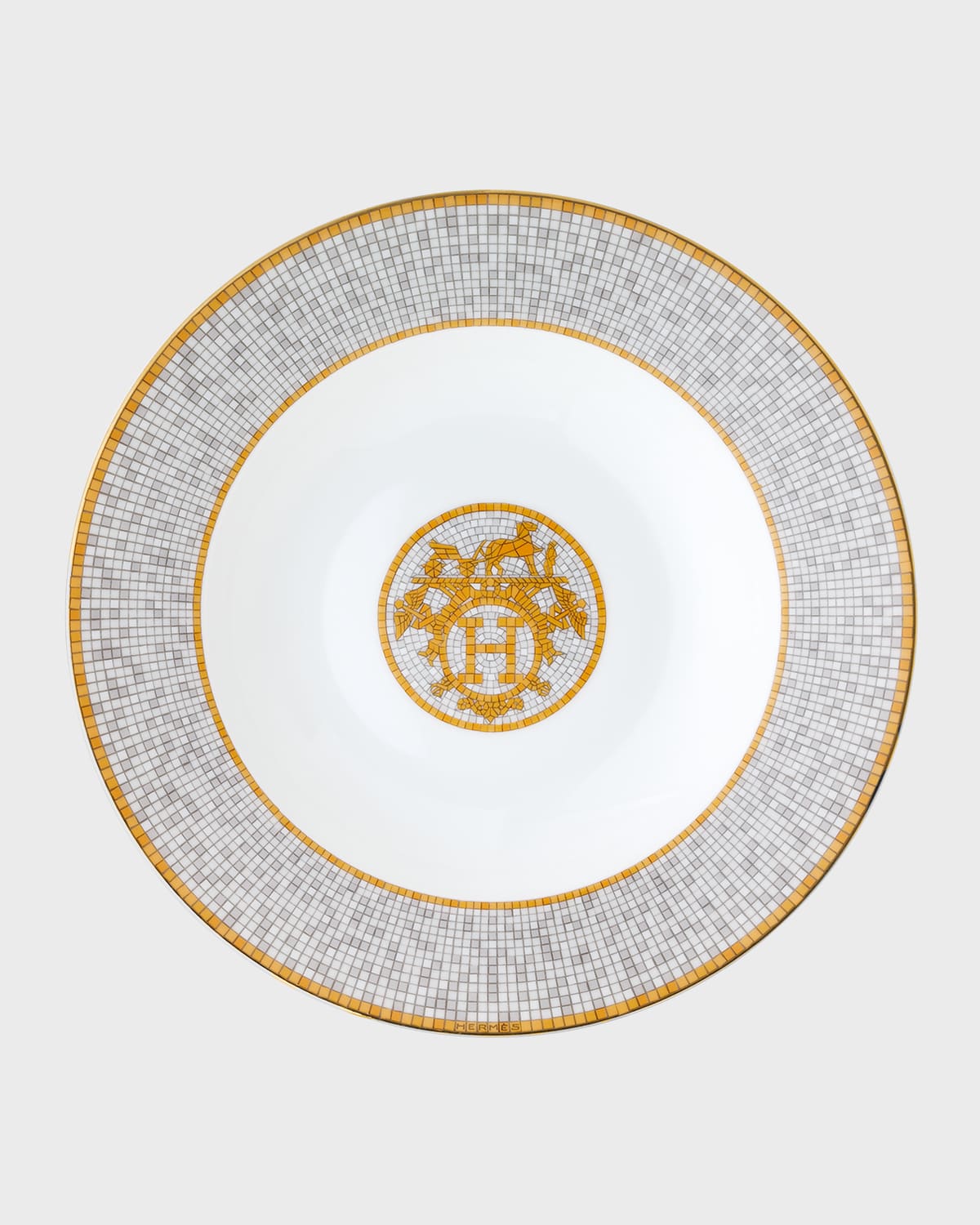 Pre-owned Hermes Mosaique Au 24 Gold Soup Plate In Multi