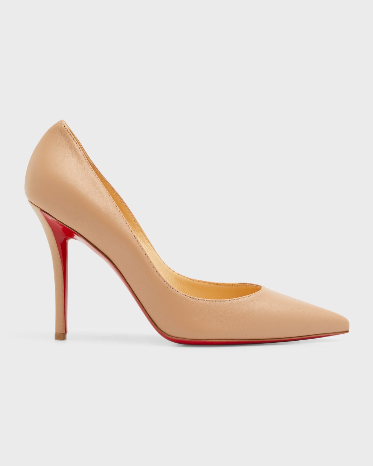 Shop Christian Louboutin Apostrophy Leather Pointed Red-sole Pumps In Blush