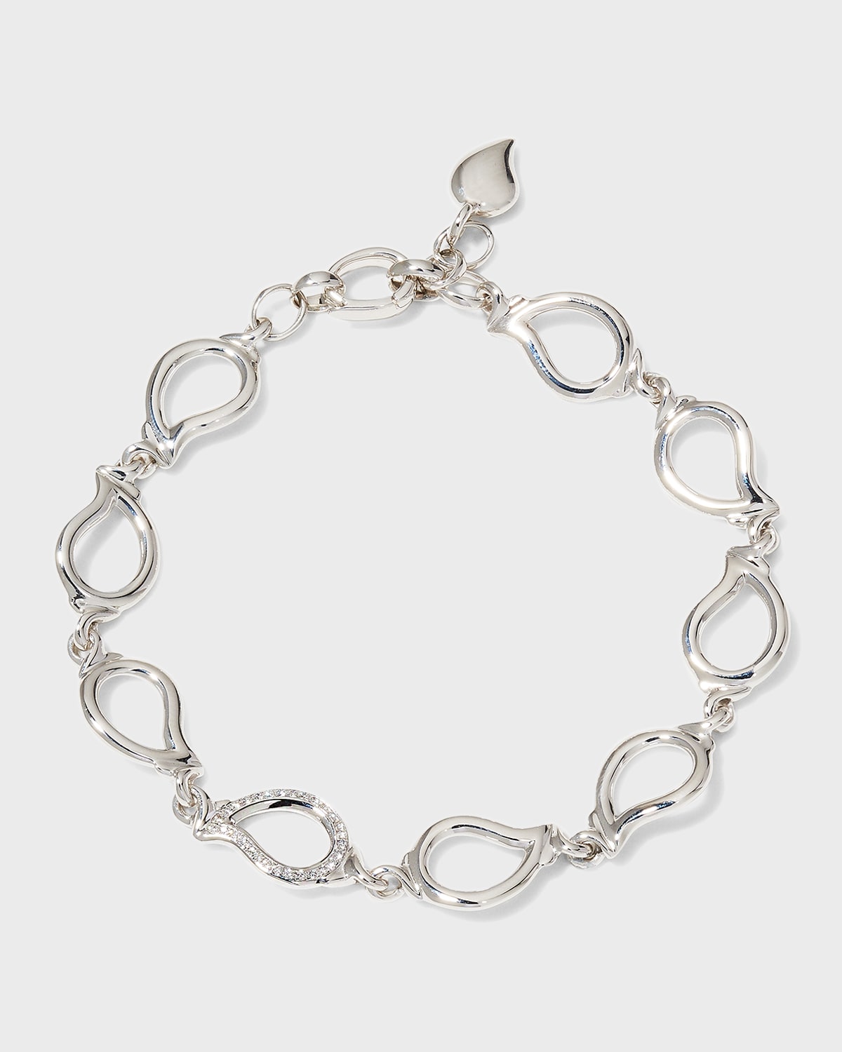 Signature 18k White Gold Link Bracelet with Diamonds