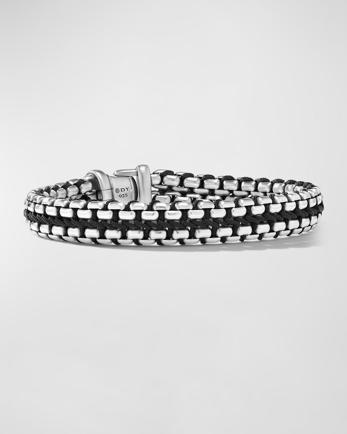 Men's Woven Box Chain Bracelet in Silver, 12mm