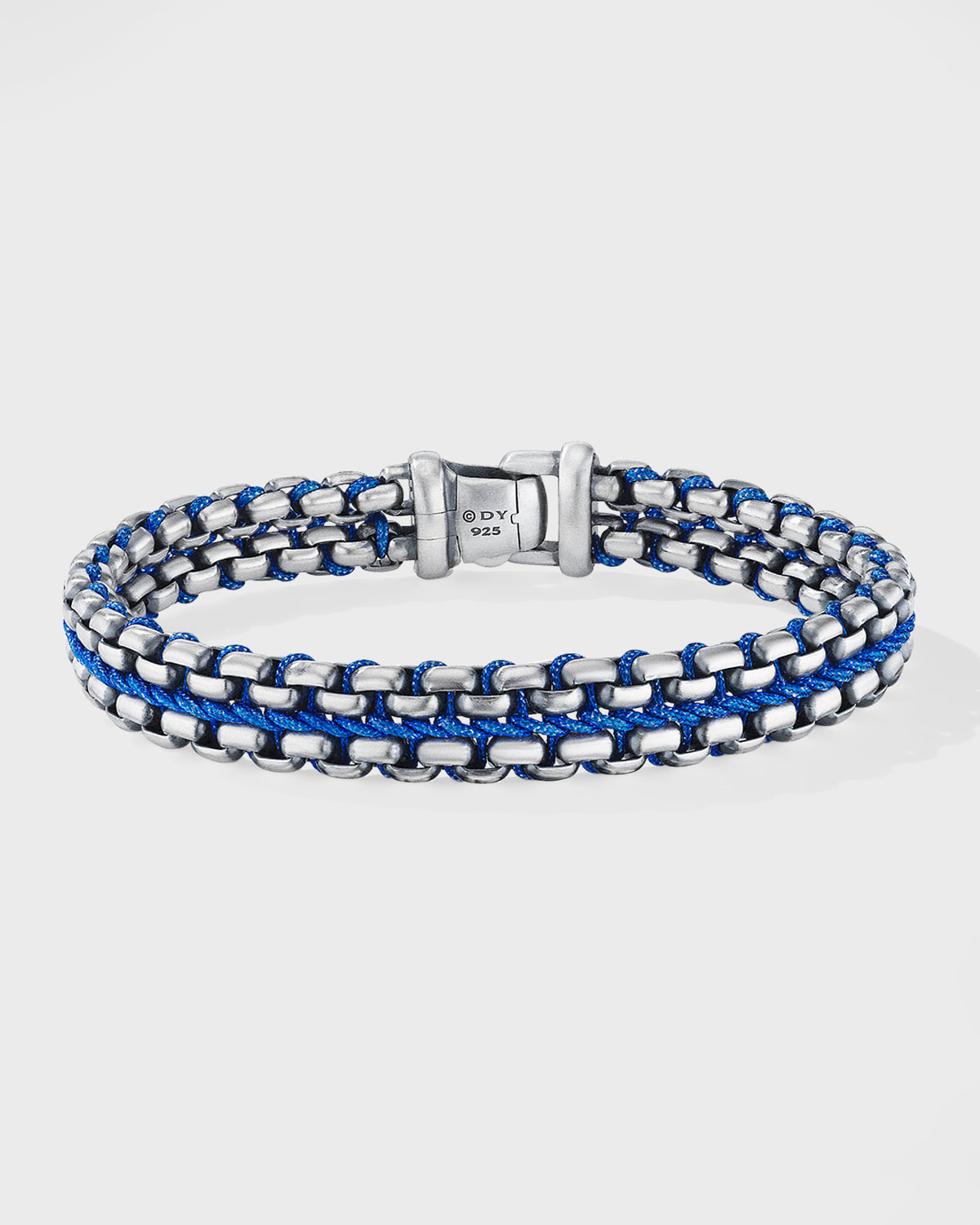 Shop David Yurman Men's Woven Box Chain Bracelet In Silver, 12mm In Blue