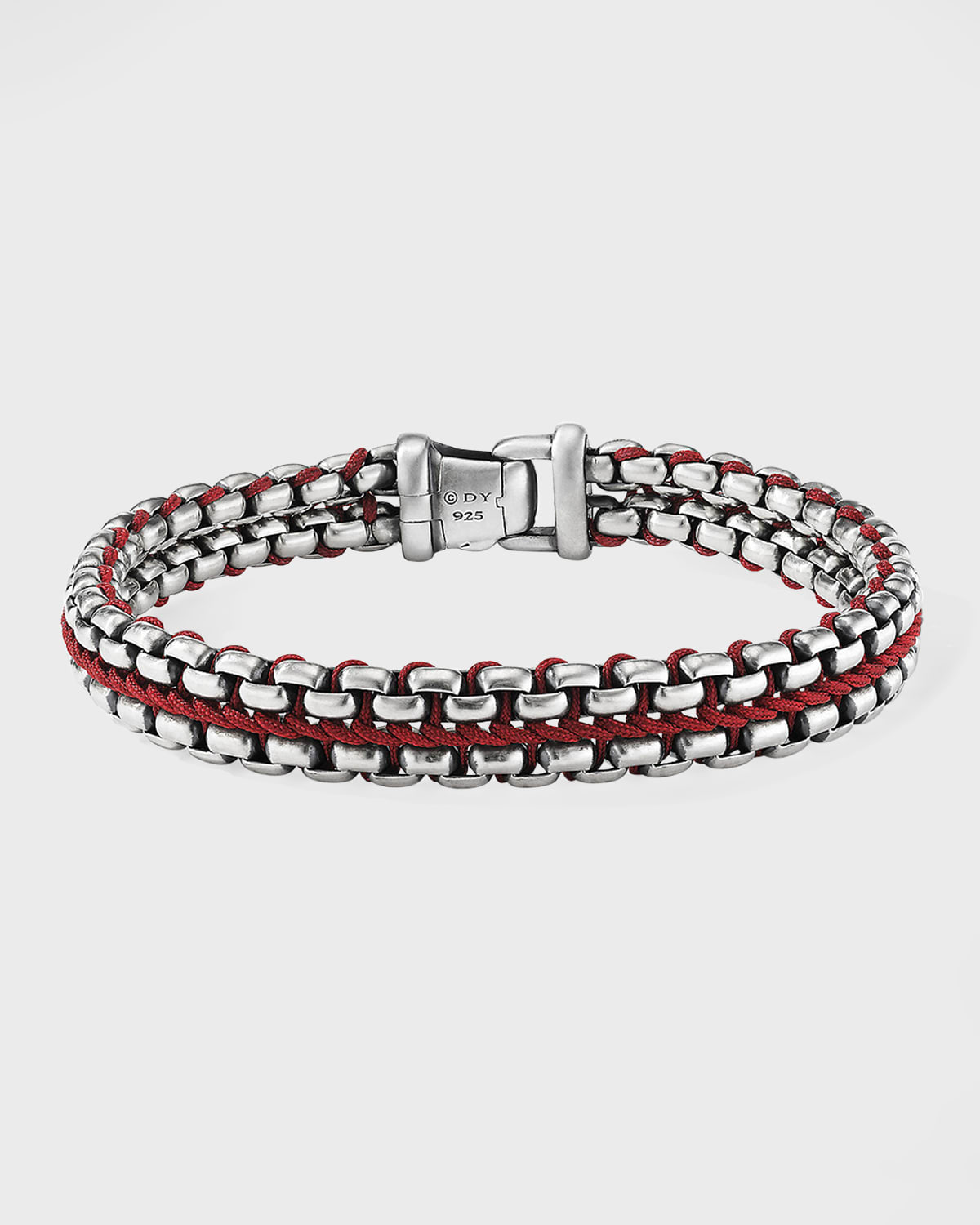 David Yurman Men's Woven Box Chain Bracelet In Sterling Silver In Red