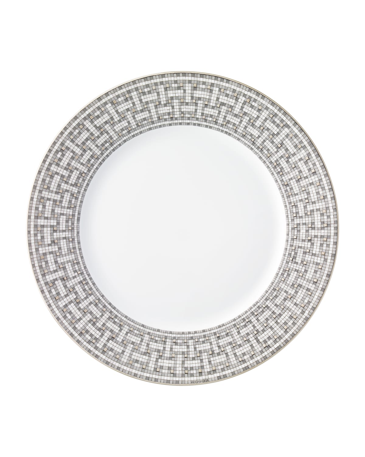 Pre-owned Hermes Mosaique Au 24 Platinum Dinner Plate In Multi
