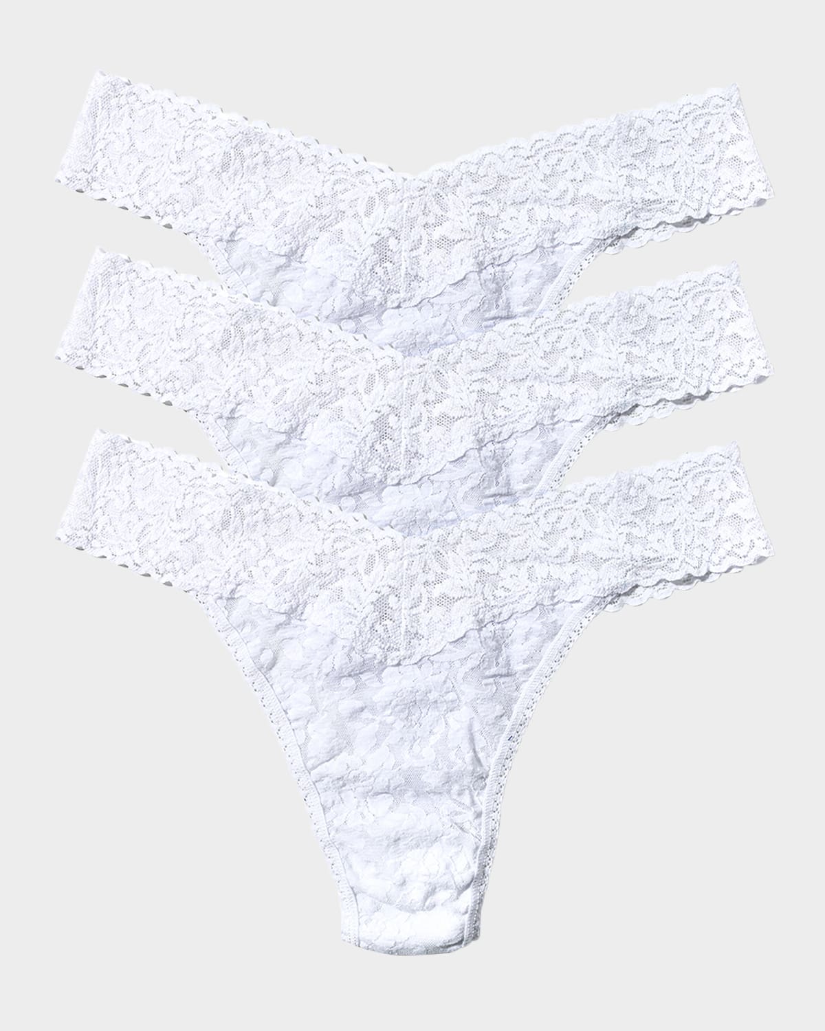 HANKY PANKY THREE-PACK ORIGINAL-RISE SIGNATURE LACE THONG