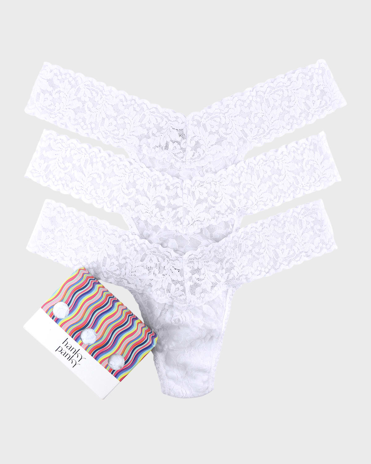 HANKY PANKY THREE-PACK LOW-RISE SIGNATURE LACE THONG