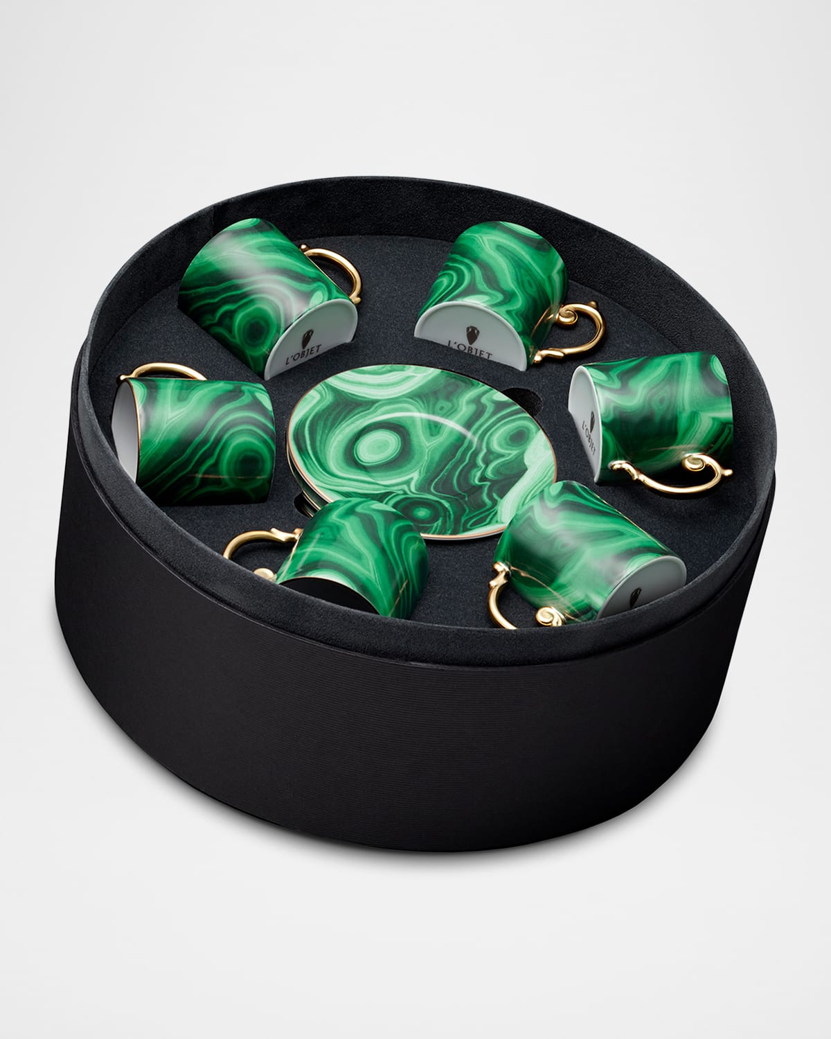 L'objet Malachite Espresso Cup And Saucer, 4 Oz.
