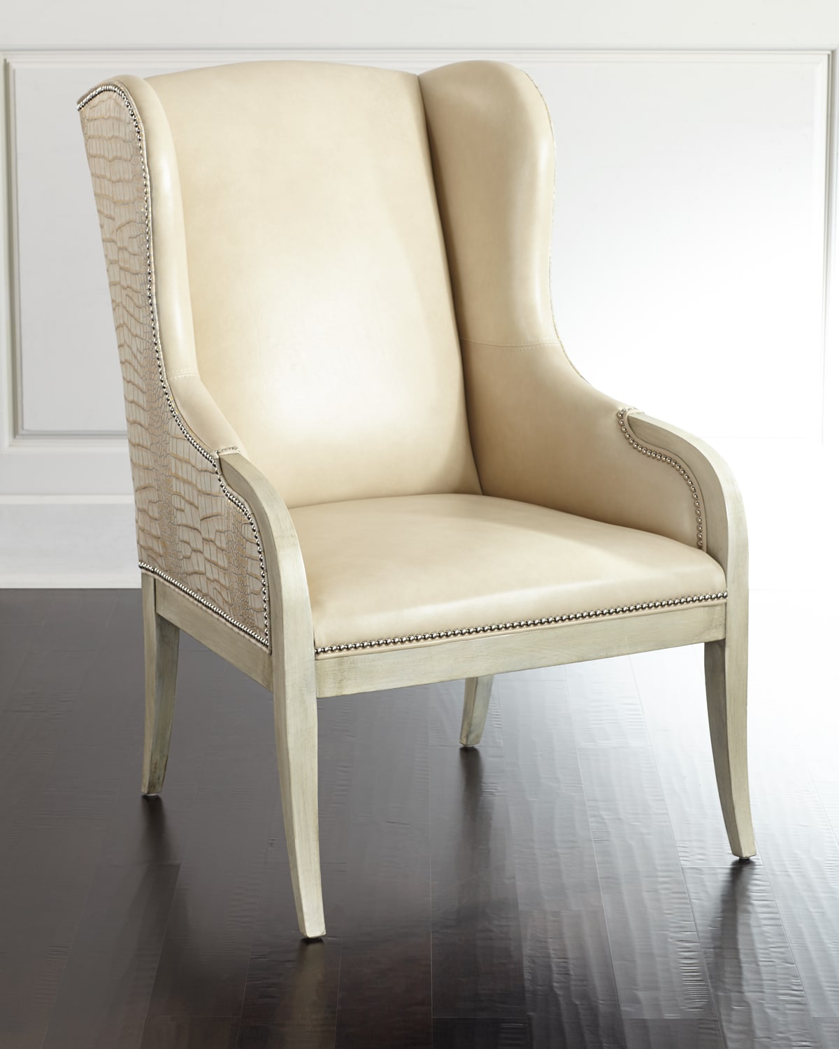 Massoud Granger Leather Chair In Cream