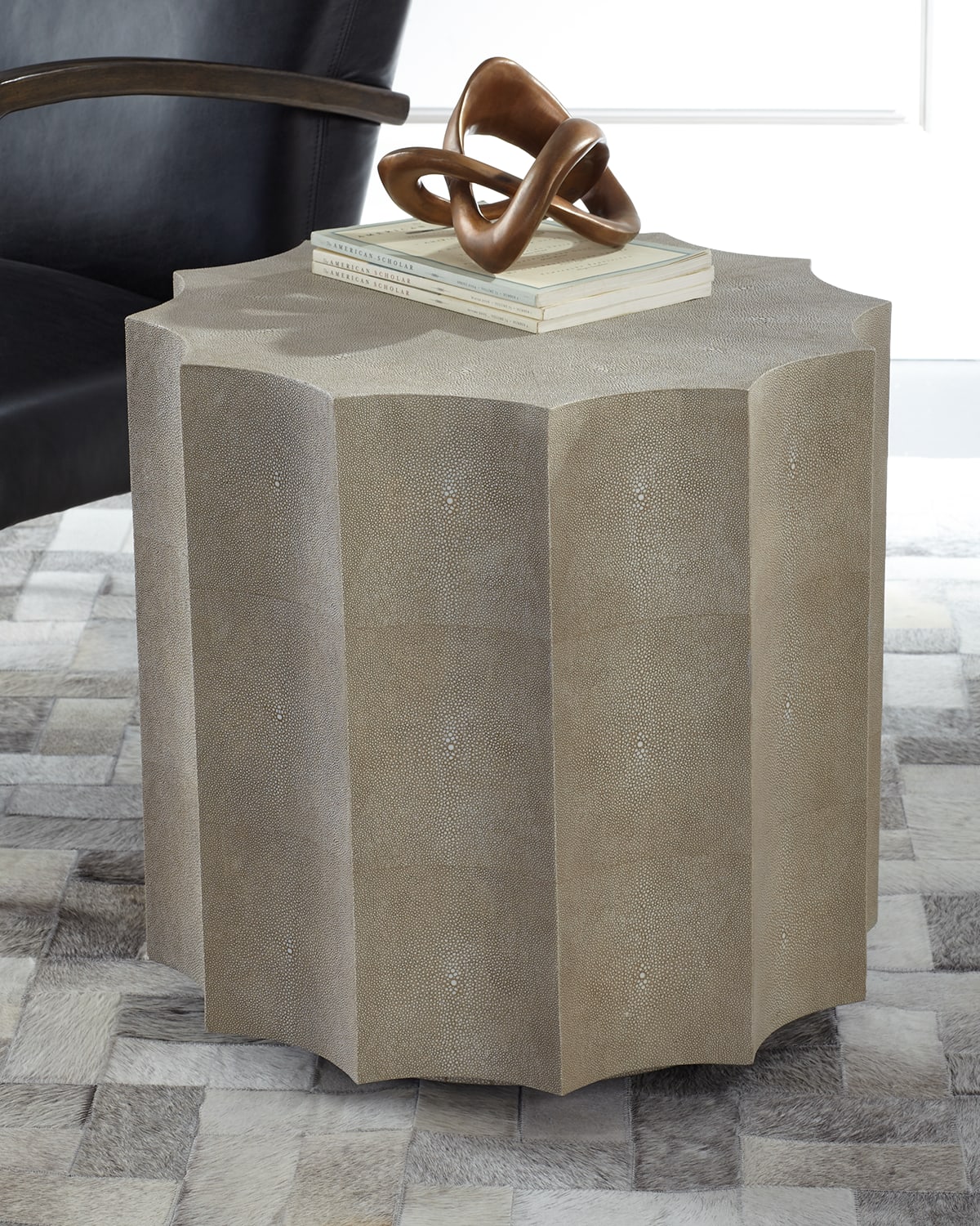 Regina Andrew Marilyn Faux Shagreen Scalloped Side Table
