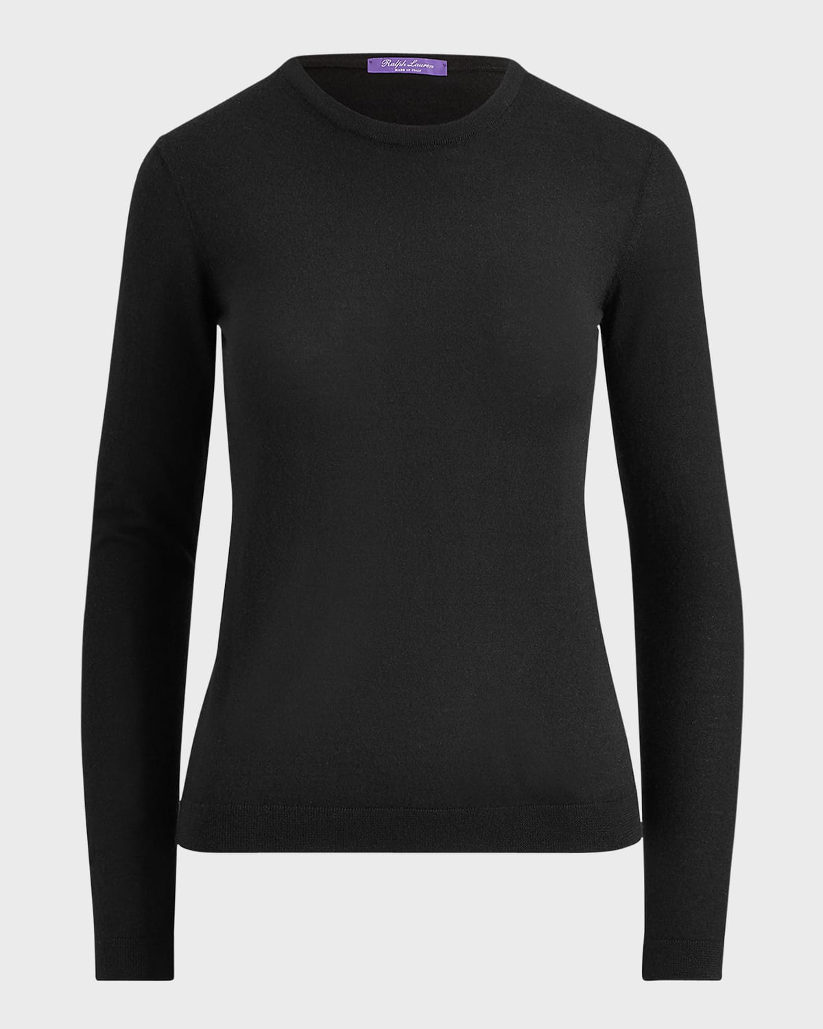 Long-Sleeve Cashmere Crewneck Sweater, Black