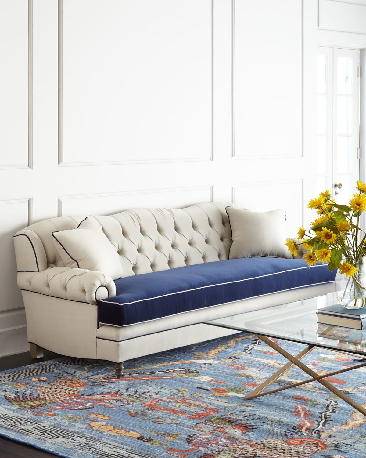 Haute House Classic Mr. Smith Sofa In Natural/navy