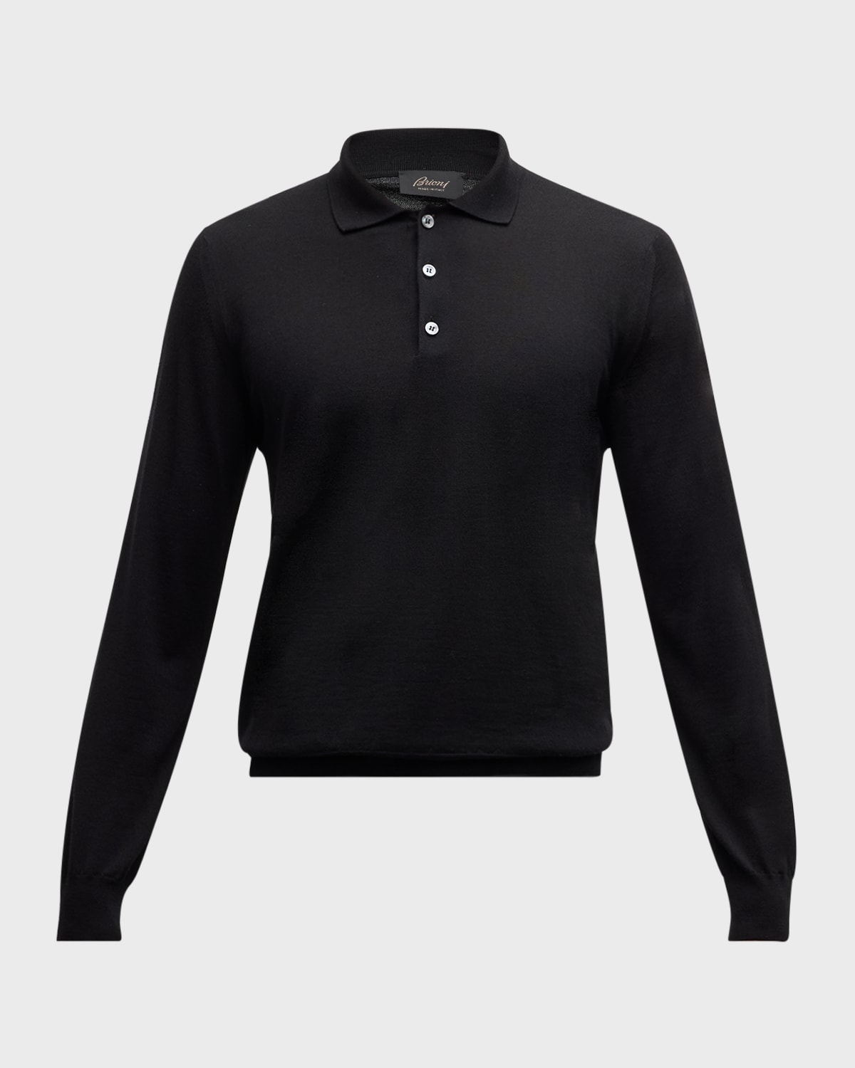 Men's Cashmere and Silk Long-Sleeve Polo Shirt