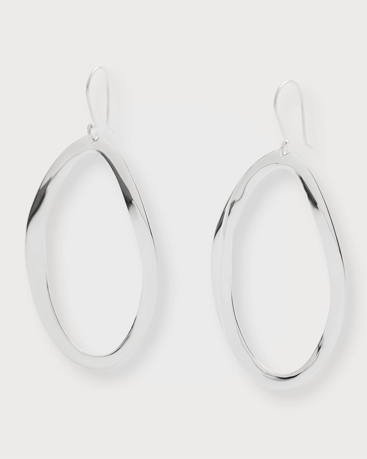 Wavy Oval Drop Earrings in Sterling Silver