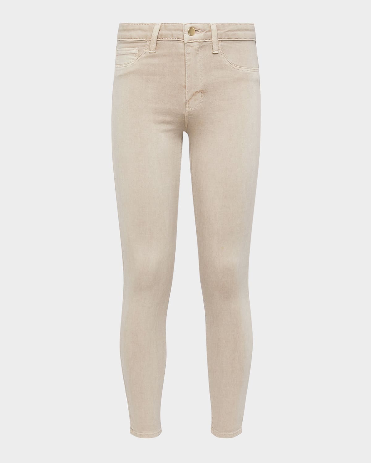 Shop L Agence Margot High-rise Skinny Ankle Jeans In Biscuit