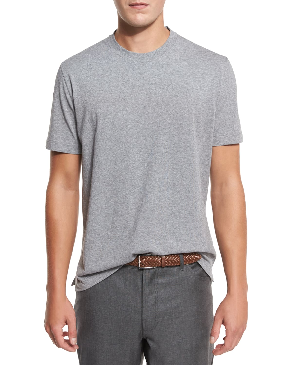 Brunello Cucinelli Layered Crew-neck T-shirt In Medium Grey