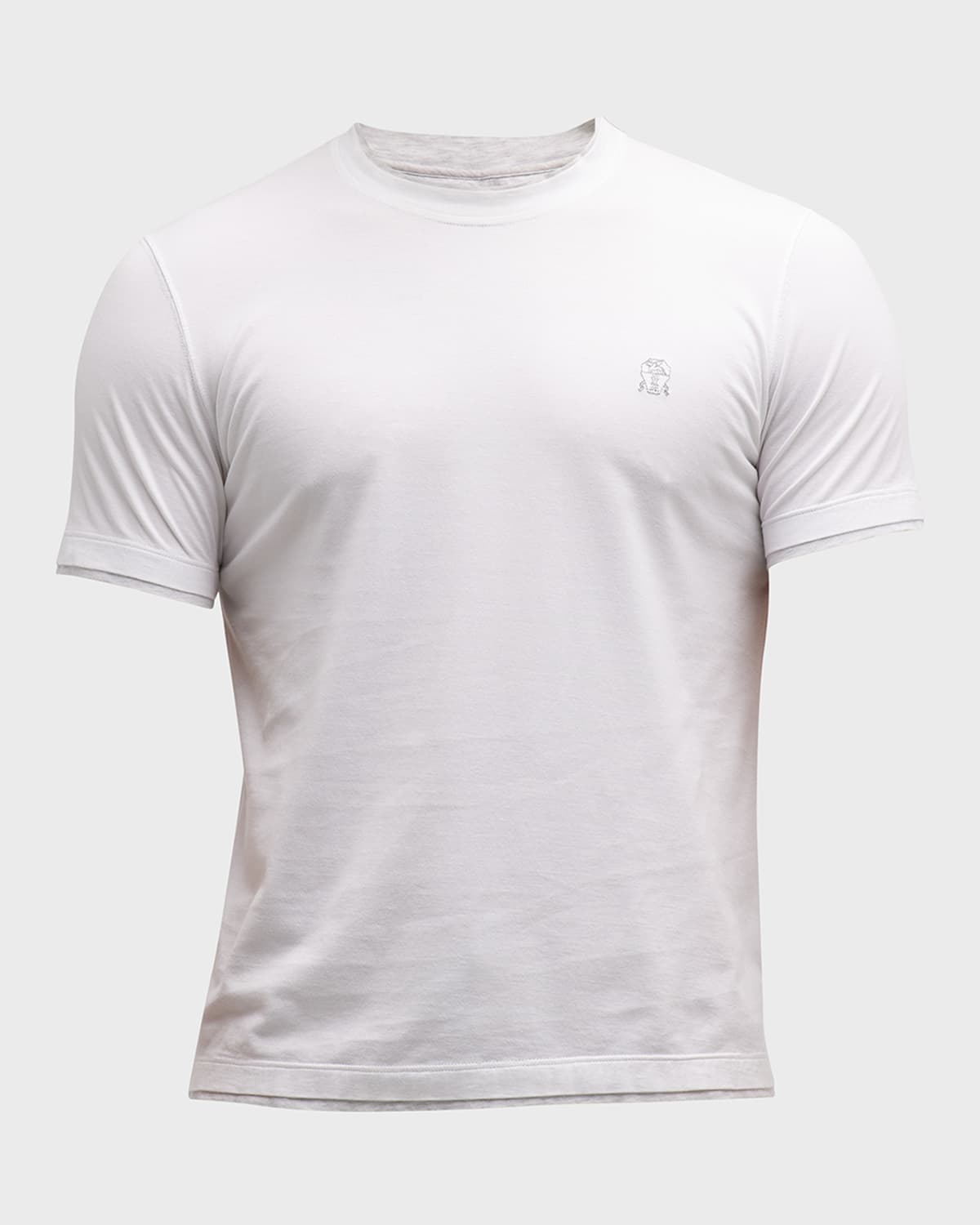 Brunello Cucinelli Men Cotton T-shirt With Logo In White