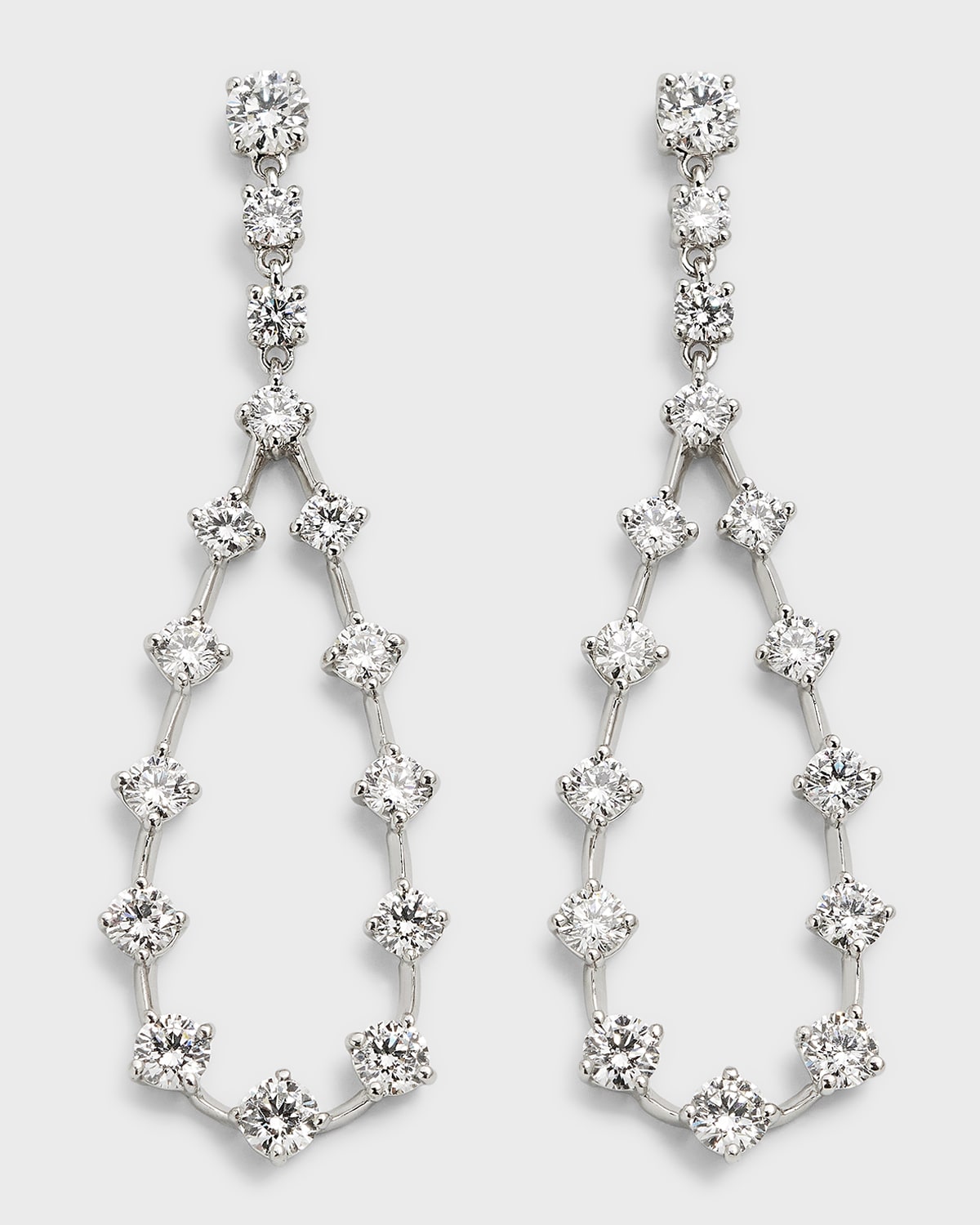 Platinum Diamond Open Teardrop Earrings with 18K White Gold