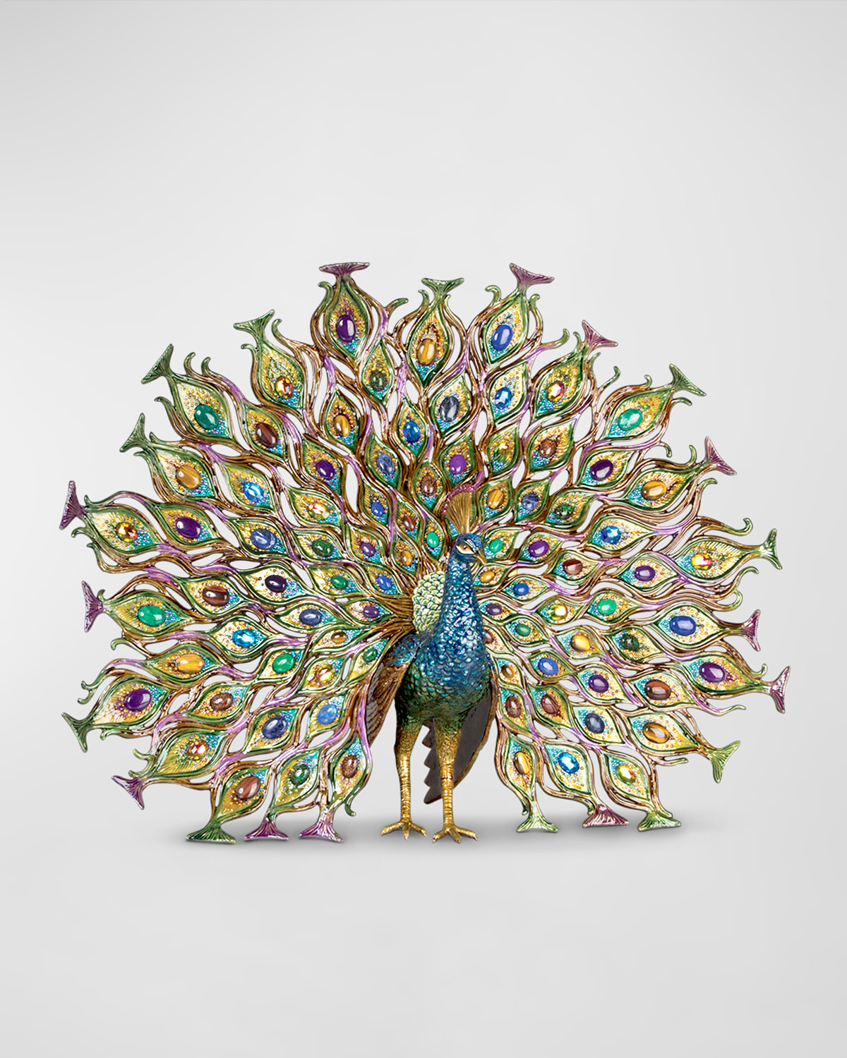 Jay Strongwater Stanton Fan Tail Peacock Figurine In Multi